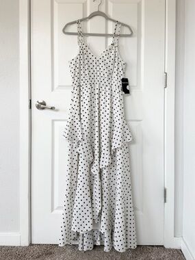 NWT Polka Dot Tiered Ruffle Maxi Dress